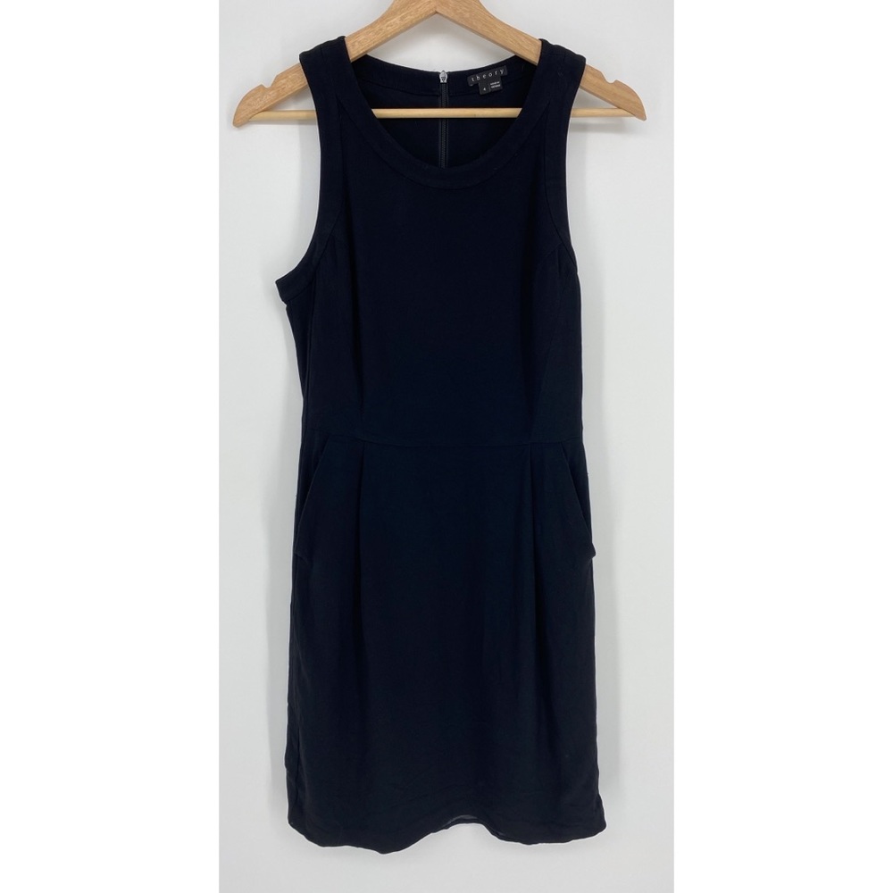 Theory Black Sleeveless Midi A Line Dress